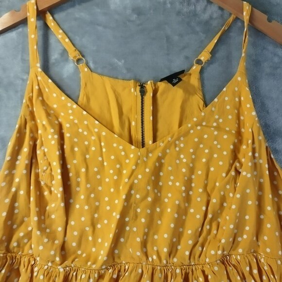 Torrid Womens Polka Dot Babydoll Tank Top 2X Yellow Zip Back Adjustable Straps - Picture 6 of 9